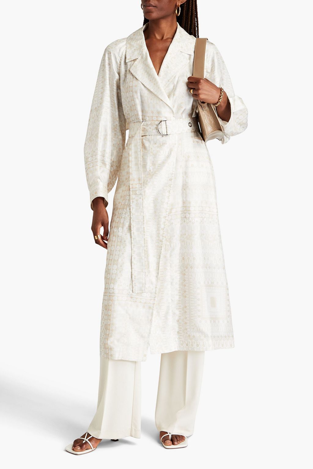 CHLOÉ Printed silk-twill trench coat