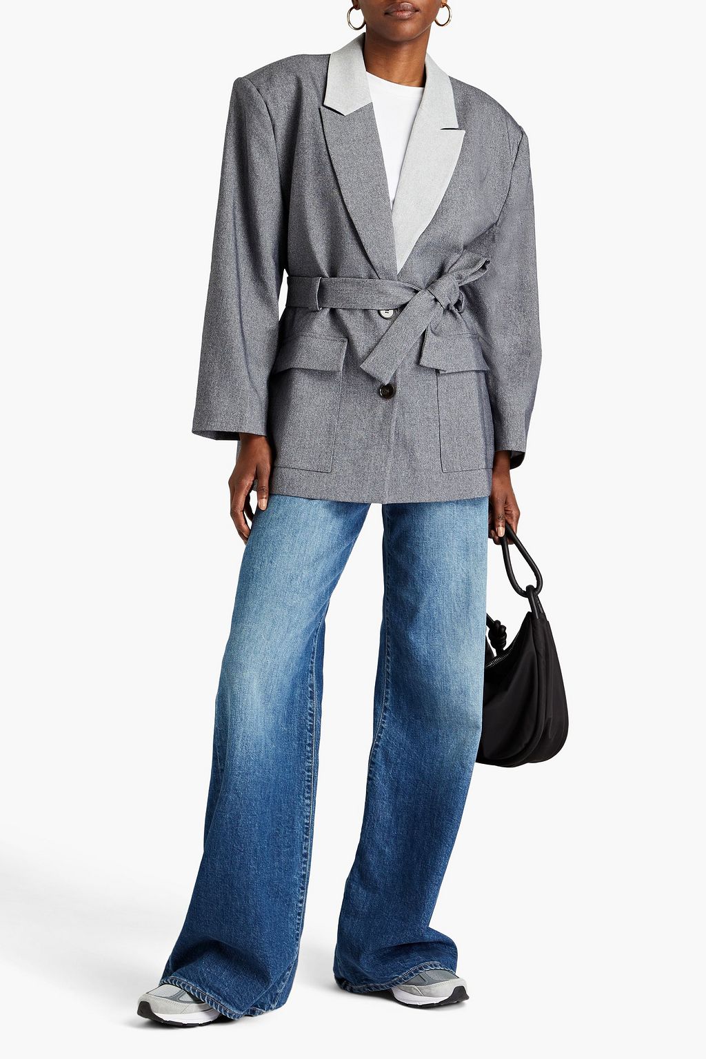 STELLA NOVA Nicola belted two-tone grain de poudre blazer