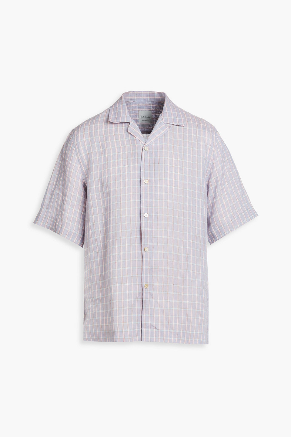 Paul Smith Checked Linen Shirt In Lilac