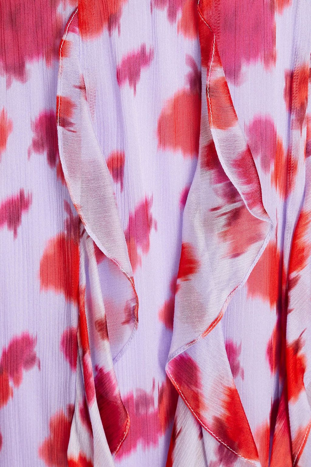 CAROLINA HERRERA 러플 디테일 프린트 크레퐁 맥시 드레스