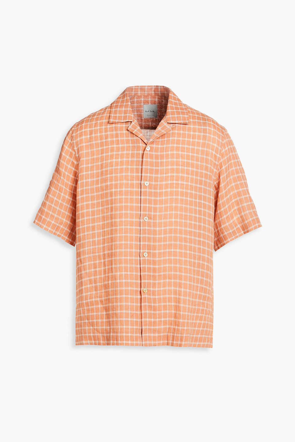 Paul Smith Hemd Aus Leinen Mit Gingham-karo In Orange ModeSens