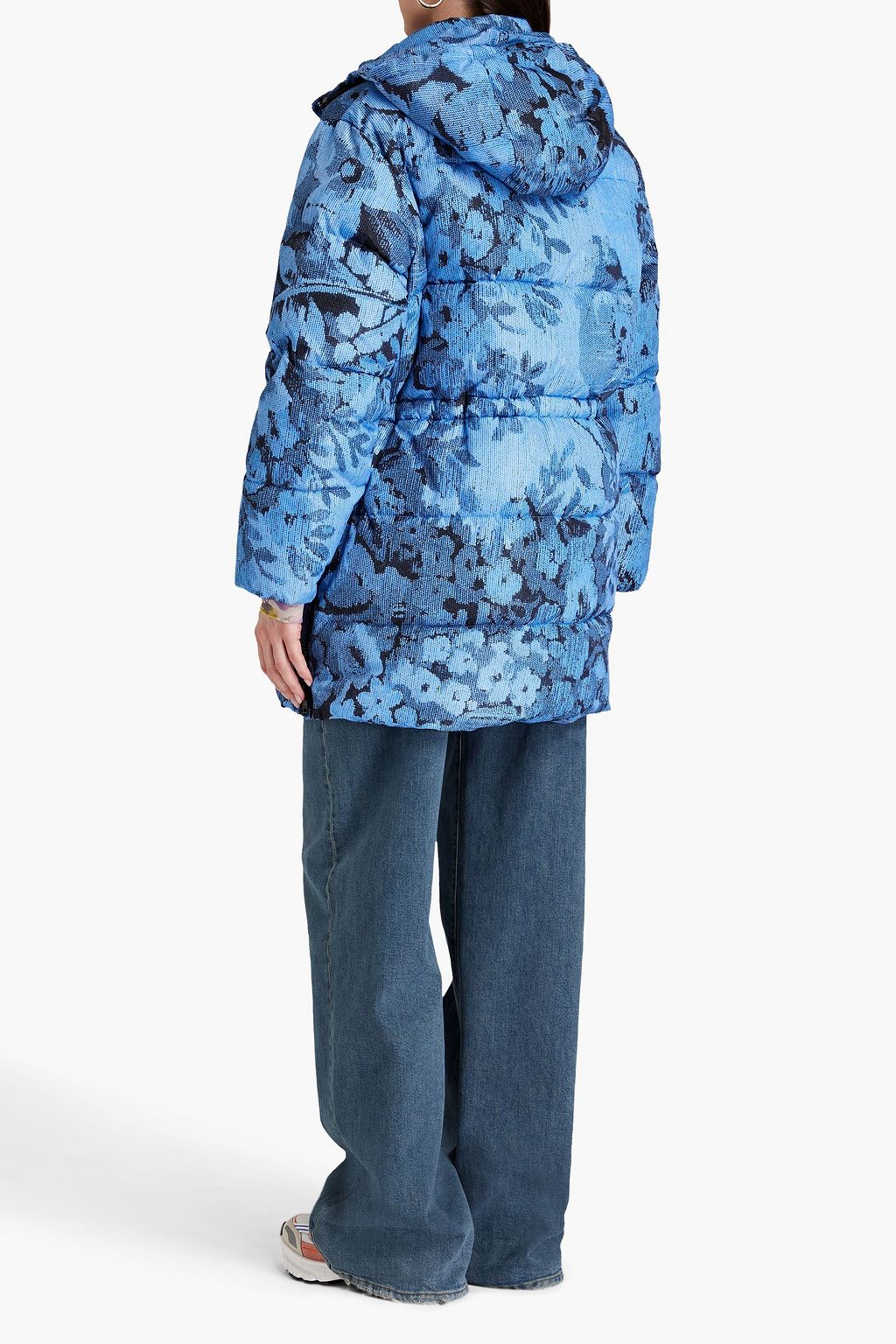 GANNI Margarita oversized quilted printed shell hooded jacket
