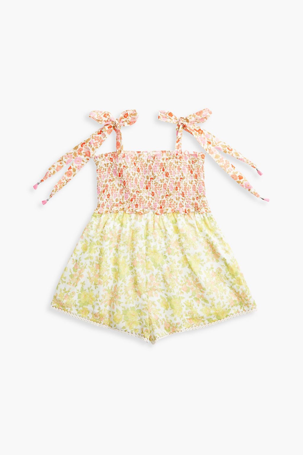 ZIMMERMANN Kids Goldie shirred floral-print cotton playsuit
