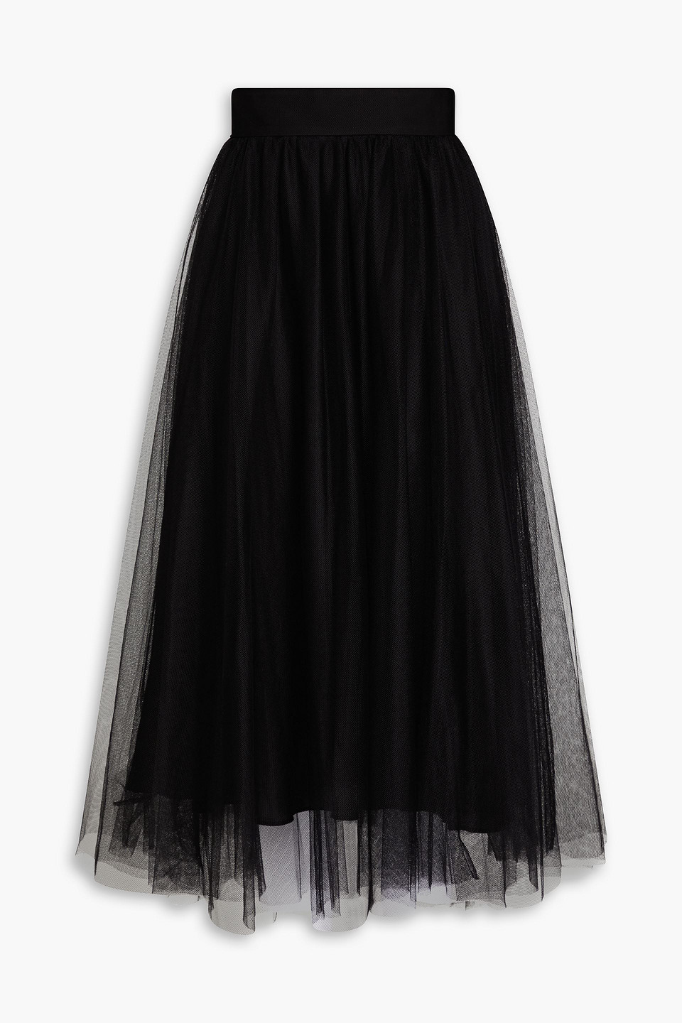 Zimmermann High-waisted Tulle Midi Skirt In Black