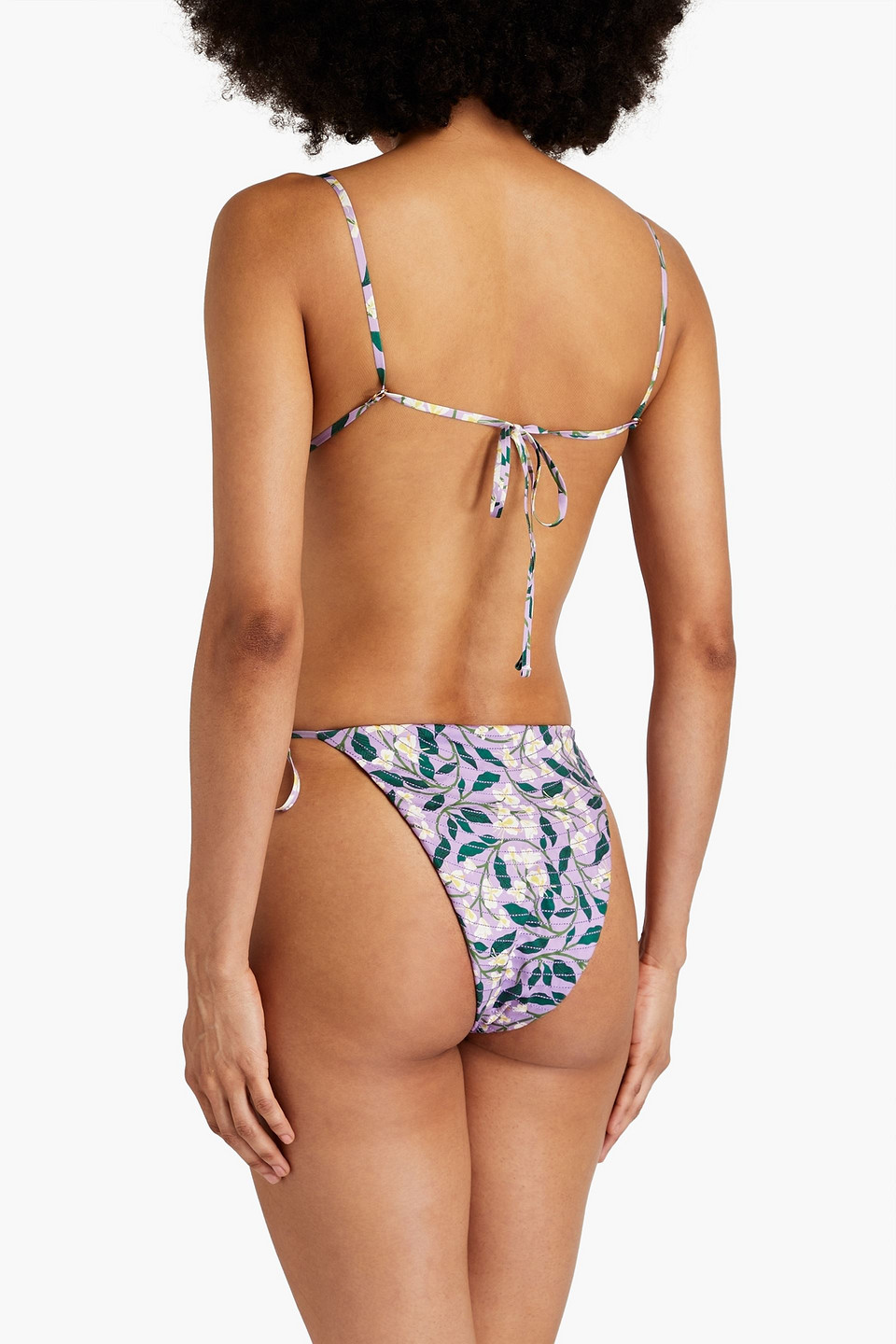 Agua By Agua Bendita Ipanema Dos Gardenias Lila Quilted Floral-print Mid-rise Bikini Briefs In Lilac