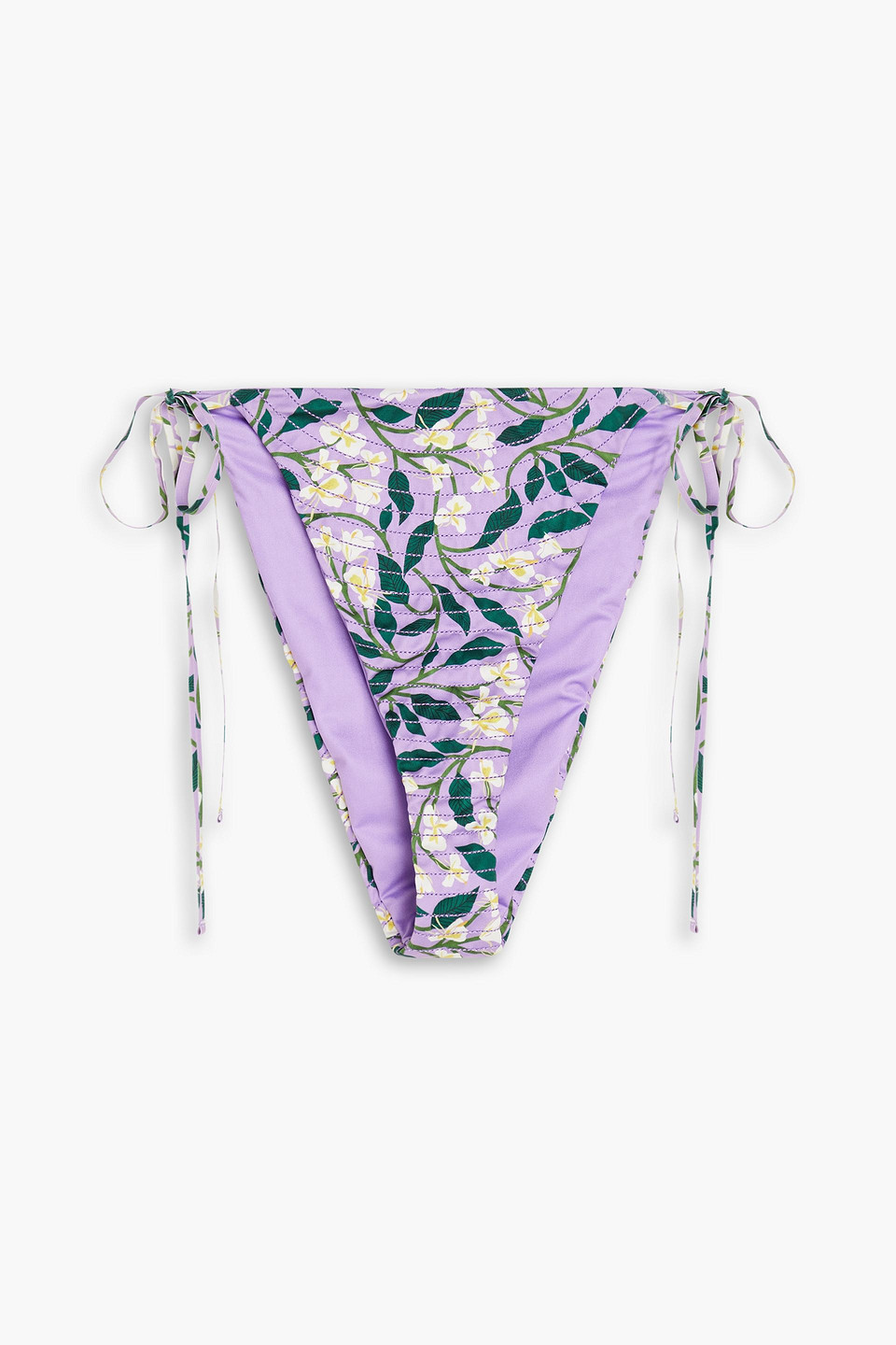 Agua By Agua Bendita Ipanema Dos Gardenias Lila Quilted Floral-print Mid-rise Bikini Briefs In Lilac