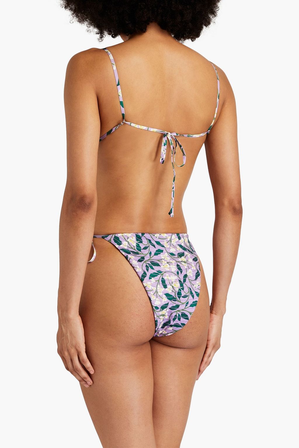 AGUA BY AGUA BENDITA Sabina Dos Gardenias Lila quilted floral-print triangle bikini top