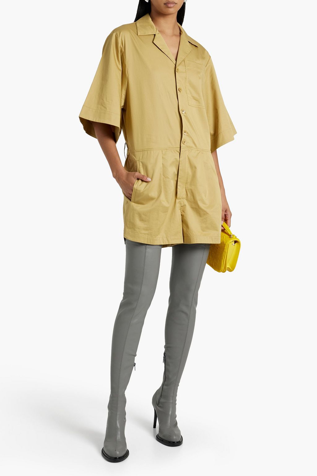 TIBI コットンポプリン ショートジャンプスーツ タック入り