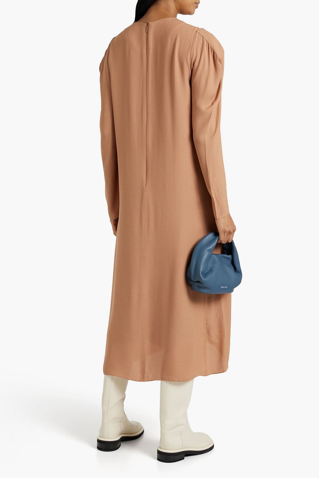 TIBI クレープデシン ミディワンピース ギャザー入り