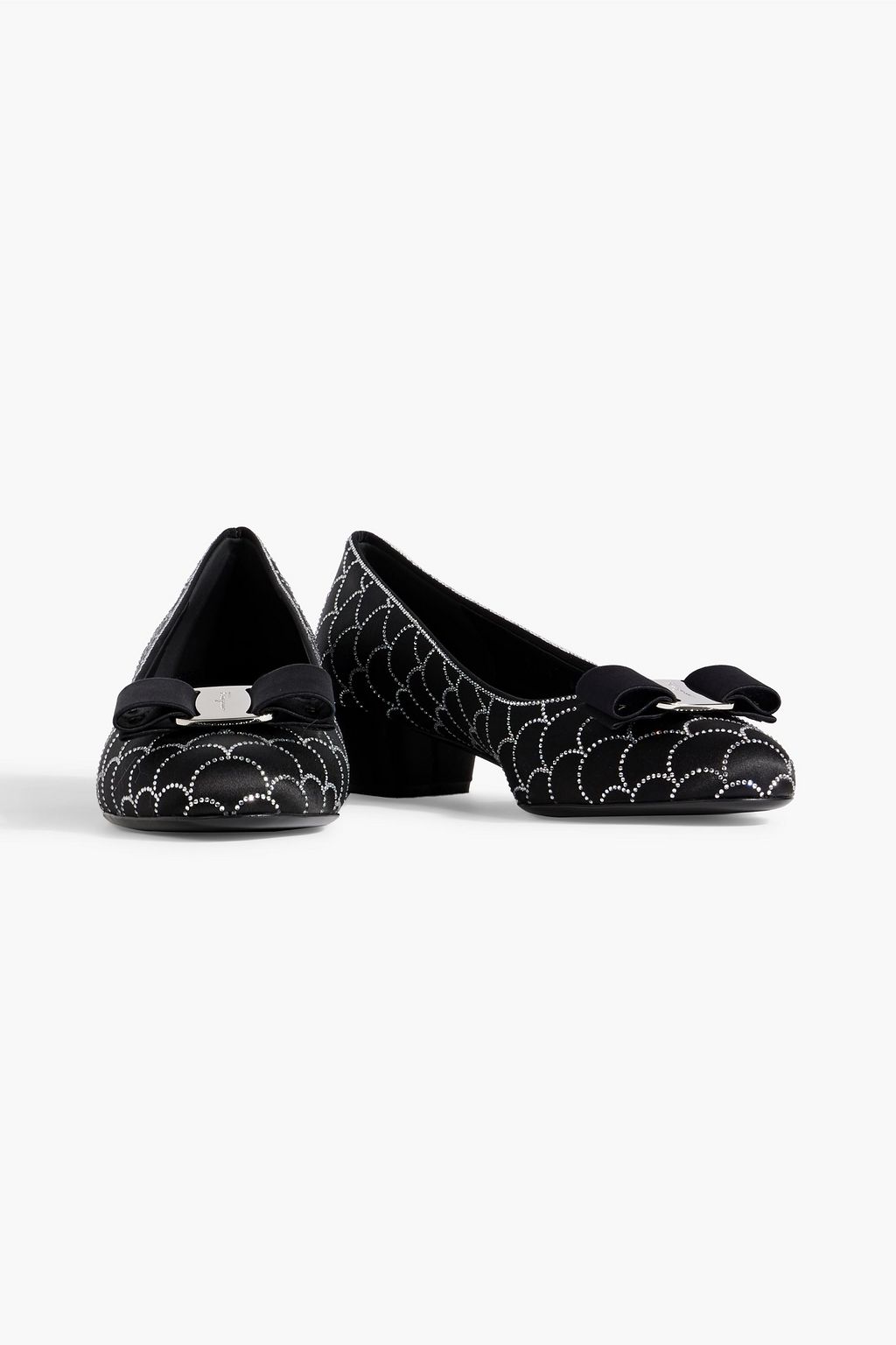 FERRAGAMO Vara embellished satin pumps