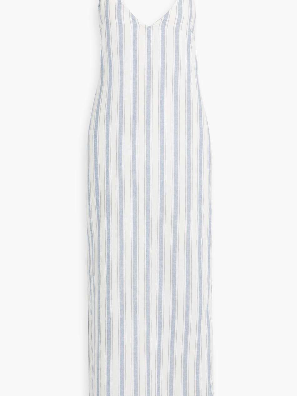 striped linen-blend gauze maxi dress