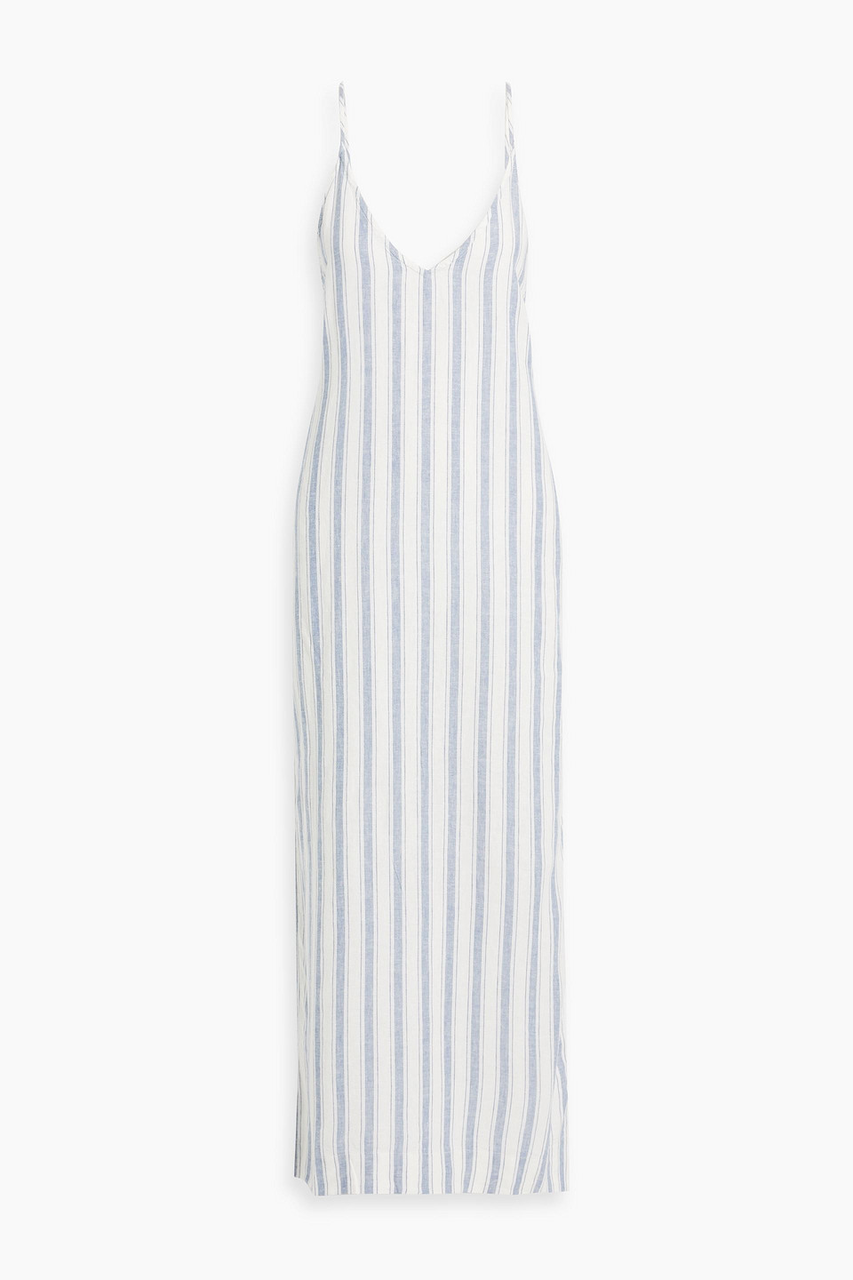 Striped linen-blend gauze maxi dress