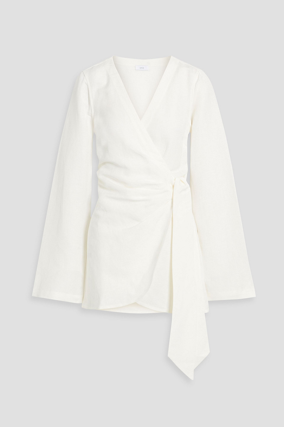 Onia Mini-wickelkleid Aus Gaze Aus Einer Leinenmischung Mit Falten In White