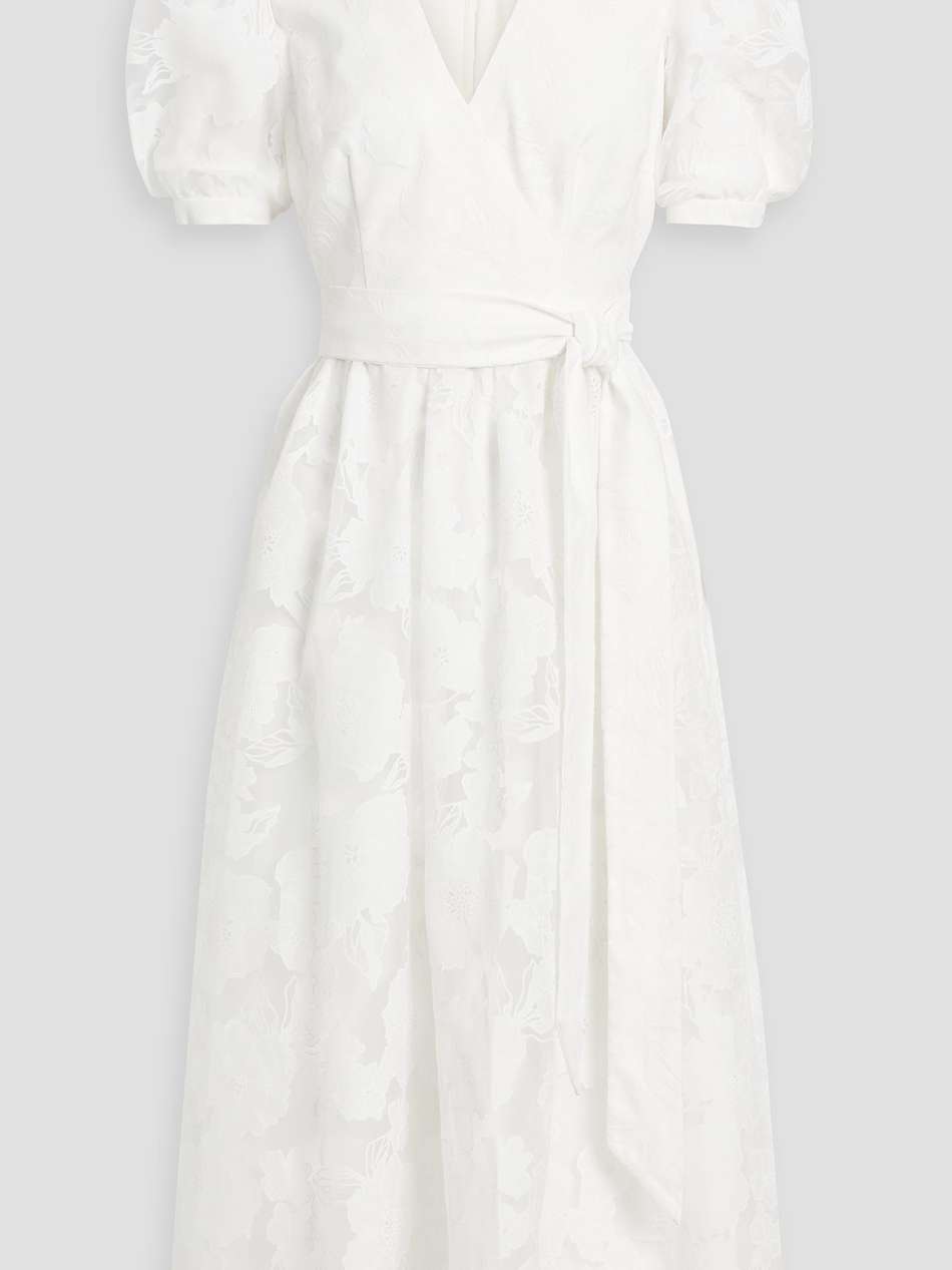 wrap-effect devoré-organza midi dress