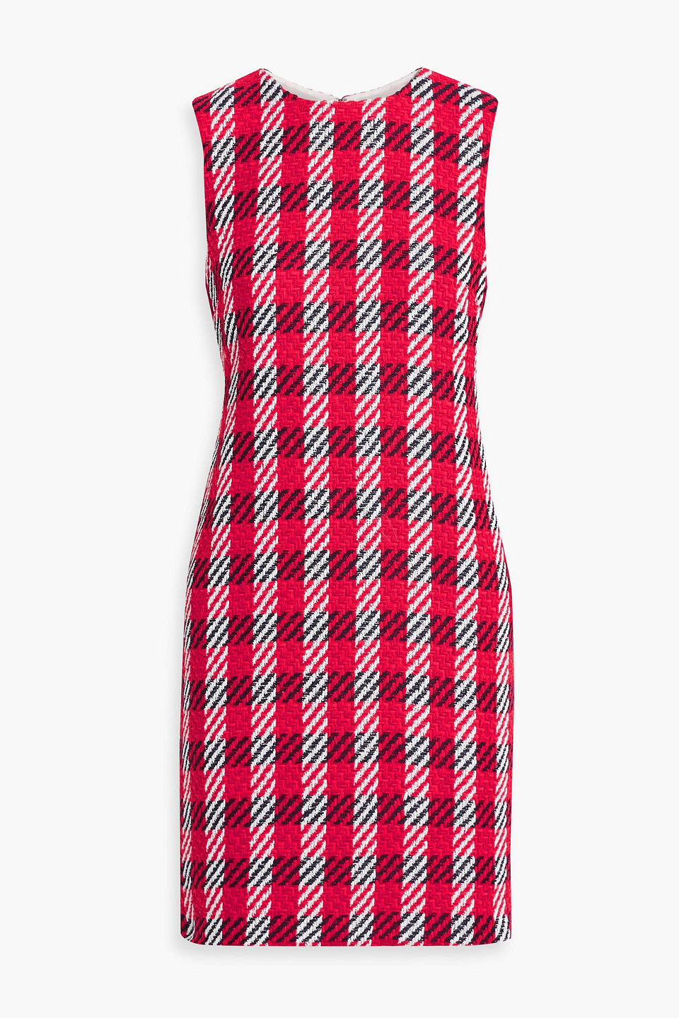 Checked cotton-blend tweed mini dress