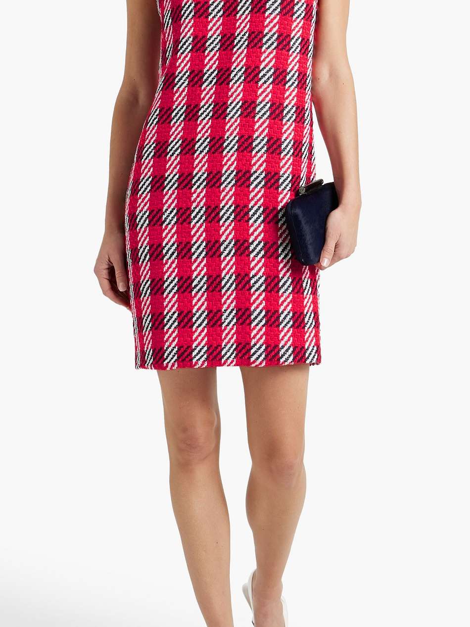 checked cotton-blend tweed mini dress