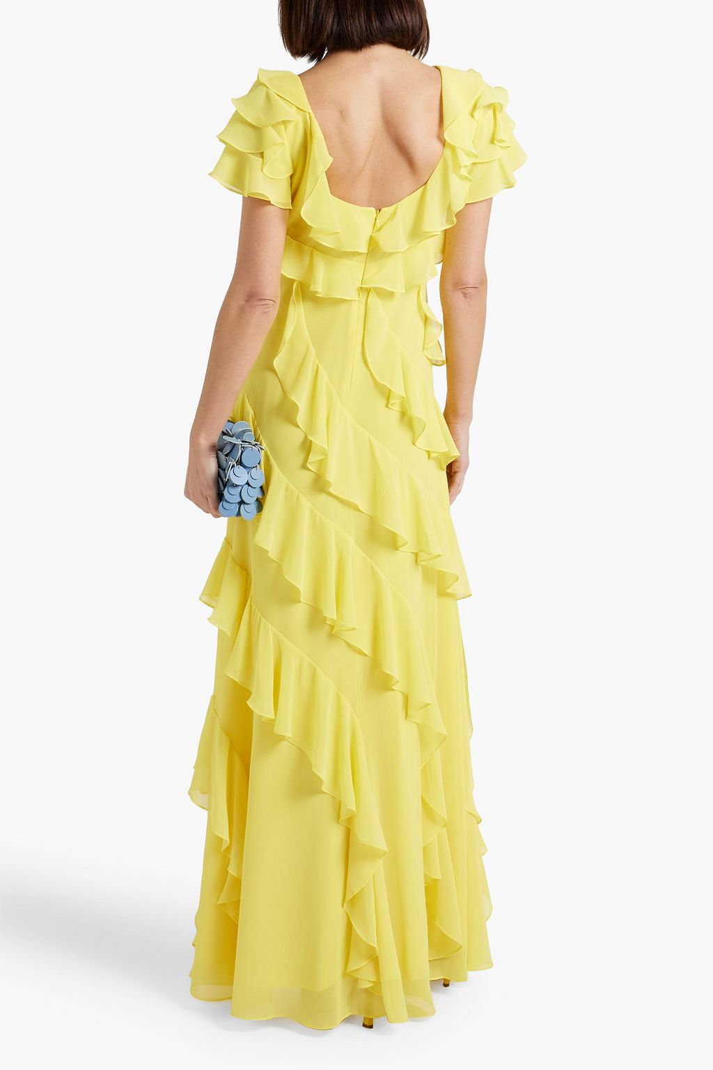 BADGLEY MISCHKA 러플 디테일 크레이프 맥시 드레스