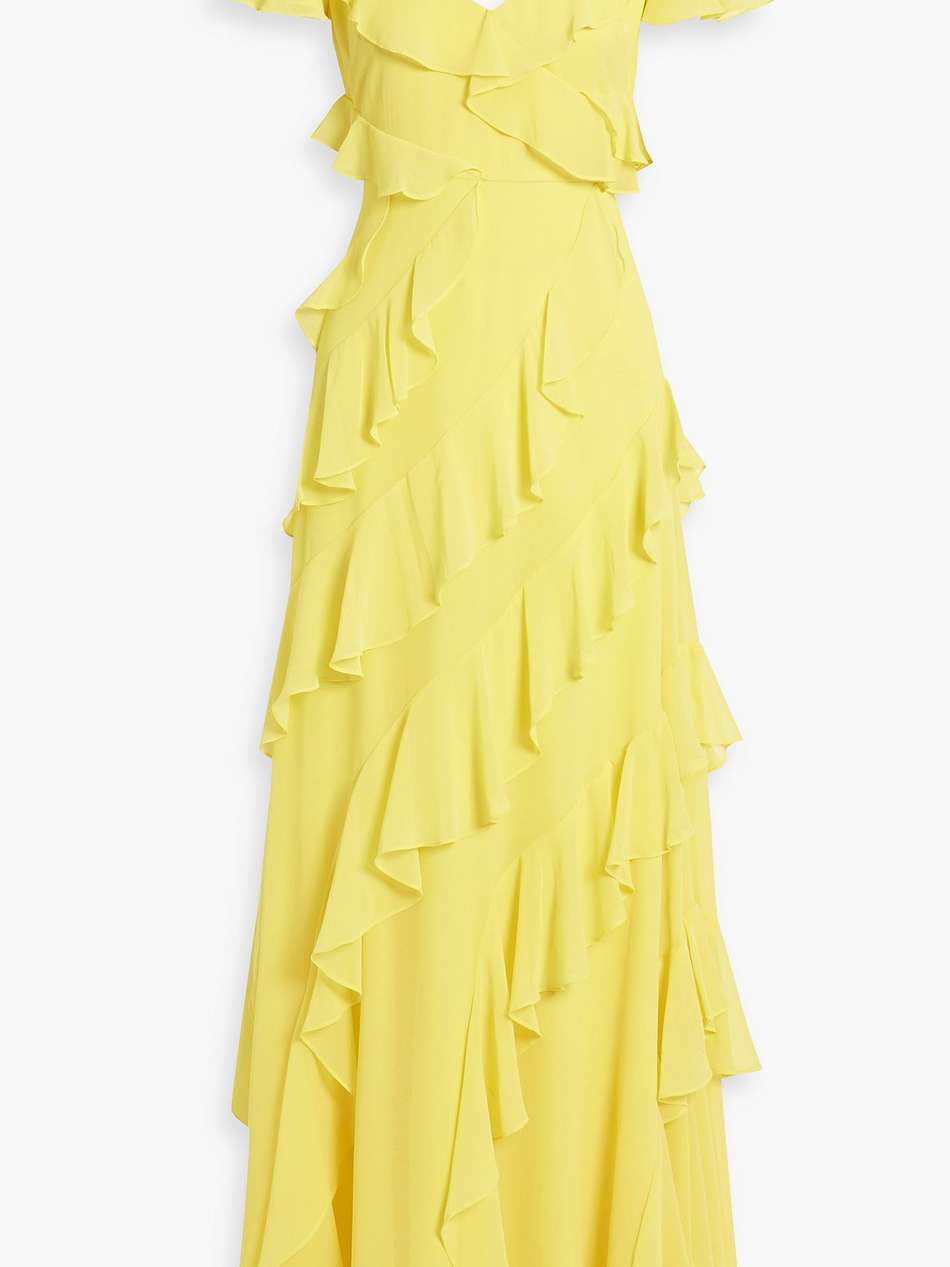 ruffled crepe maxi dress
