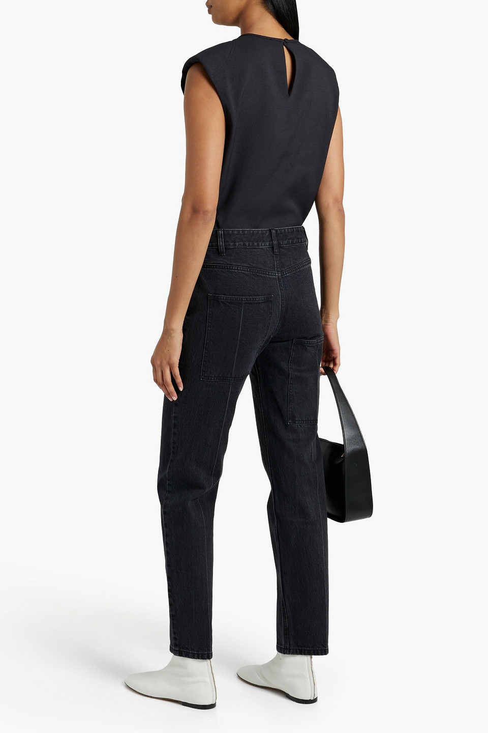 Shop Tibi Elfie High-rise Straight-leg Jeans In Black