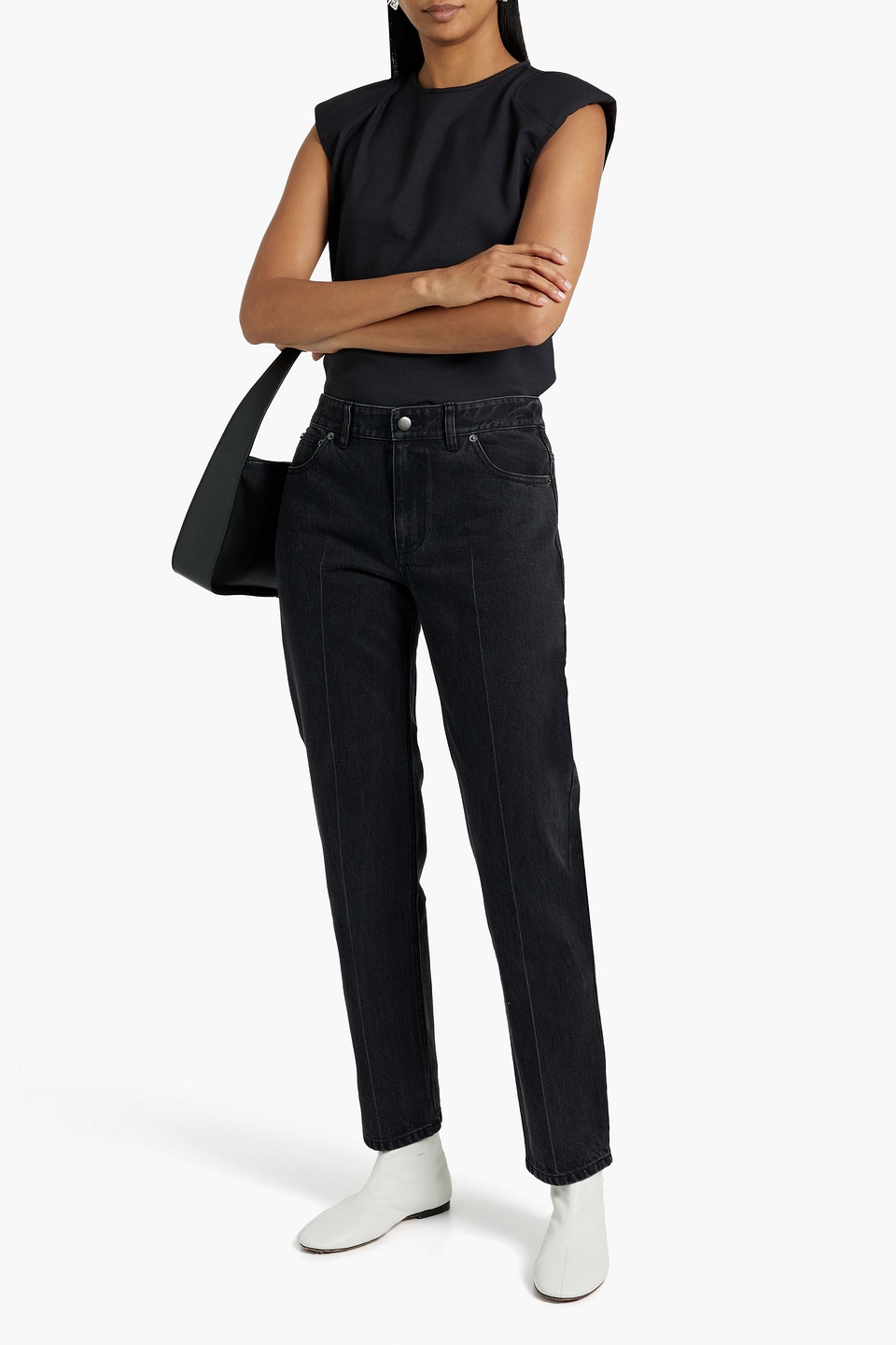 Shop Tibi Elfie High-rise Straight-leg Jeans In Black