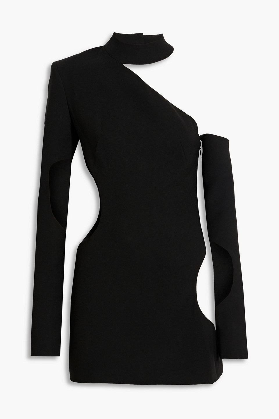 Monot One-shoulder Cutout Satin Mini Dress In Black