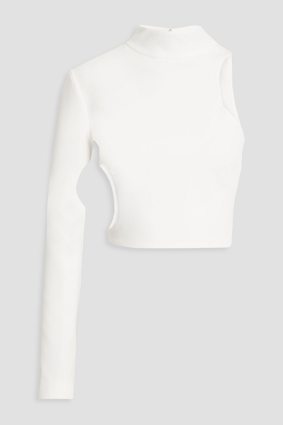 MONOT ONE-SHOULDER CUTOUT CROPPED CREPE TOP
