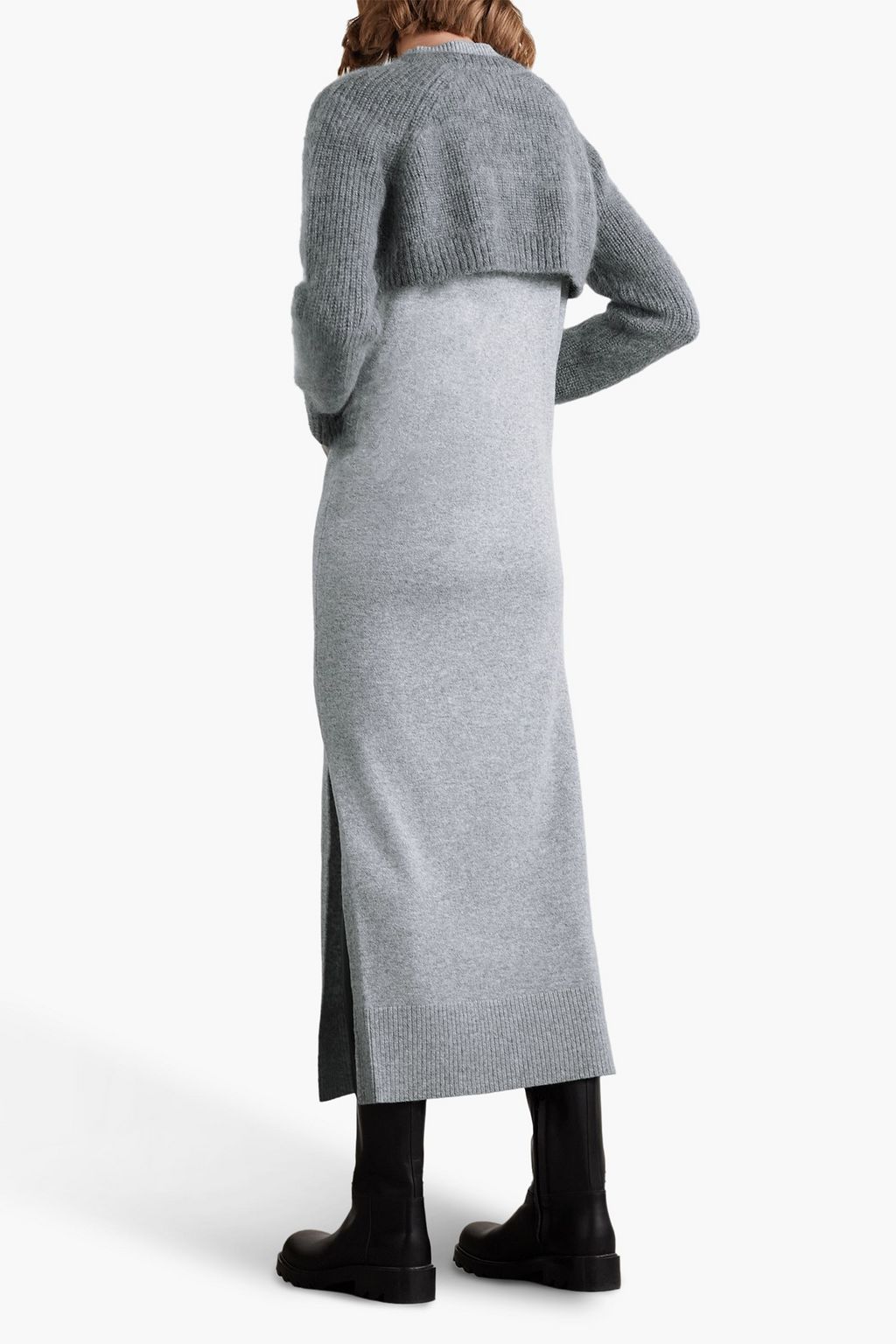 SACAI Layered ribbed wool and mohair-blend maxi dress | THE OUTNET