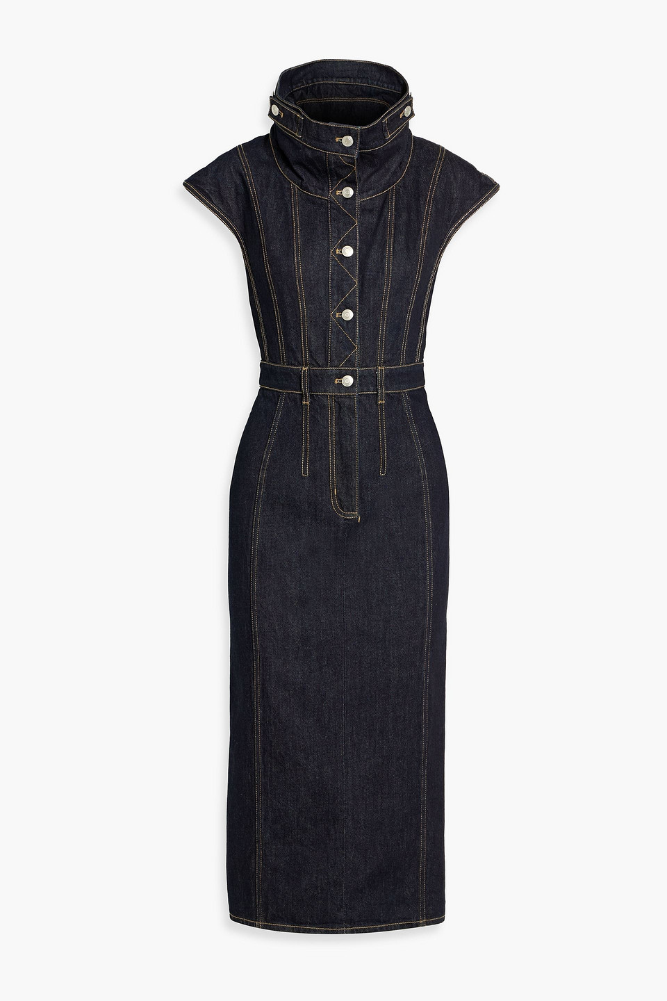 Alexander Mcqueen Denim Midi Dress In Black