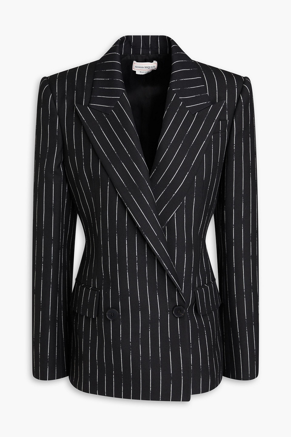 mcqueen - double-breasted striped wool blazer - black - it 38