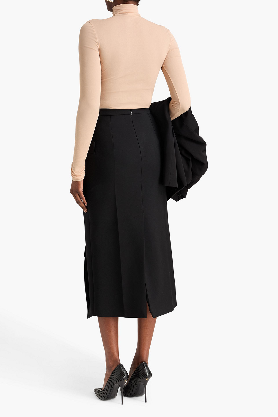 Mcqueen - Wrap-effect Wool-crepe Midi Skirt - Black - It 38 