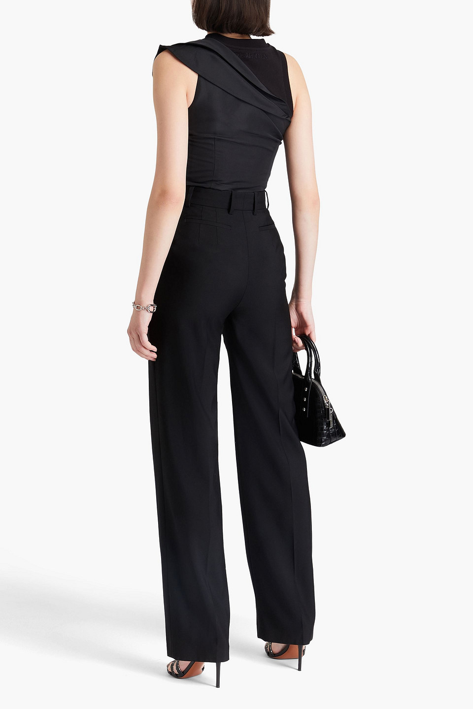 ALEXANDER MCQUEEN WOOL-CREPE STRAIGHT-LEG PANTS