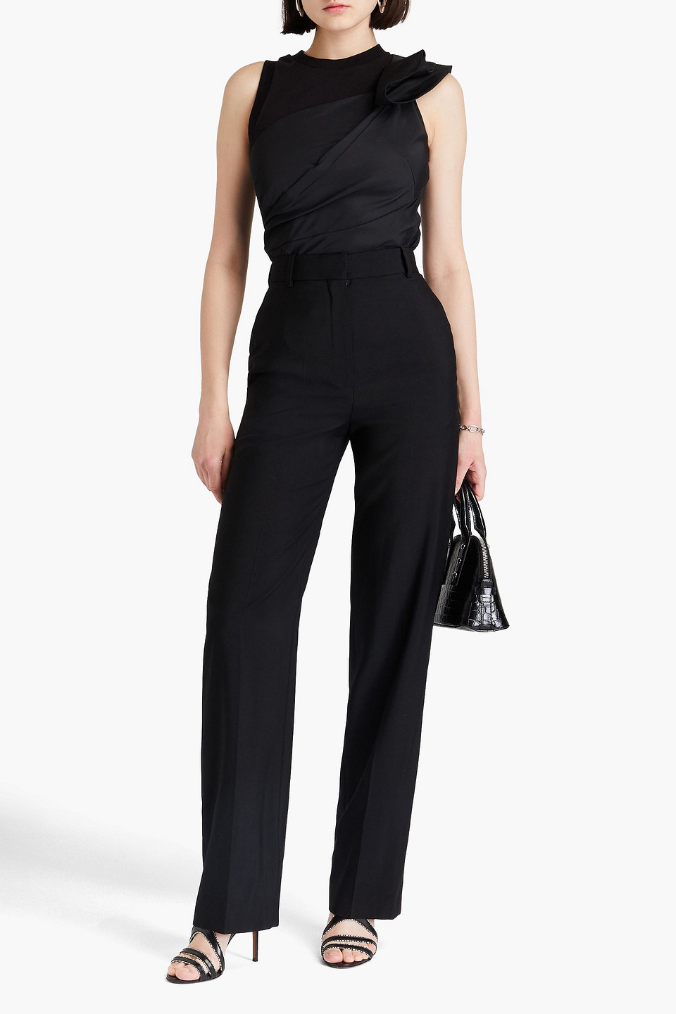 ALEXANDER MCQUEEN WOOL-CREPE STRAIGHT-LEG PANTS