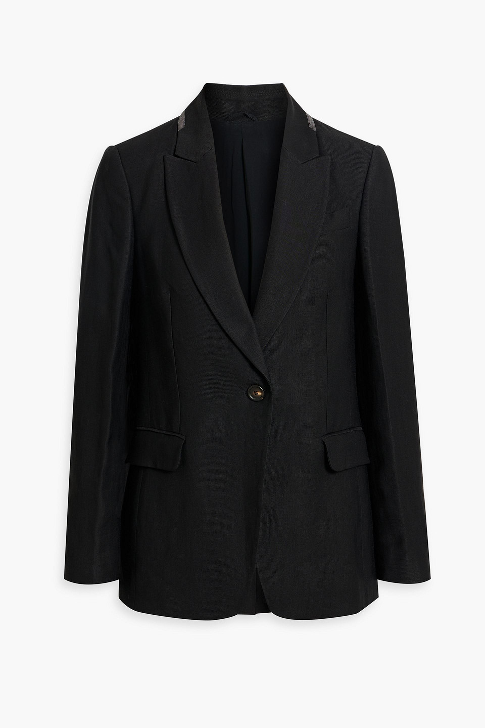 Brunello Cucinelli Bead-embellished Twill Blazer In Black
