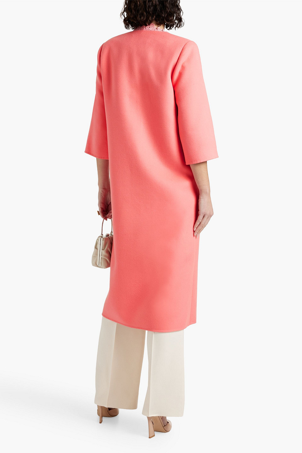 Shop Oscar De La Renta Wool And Cashmere-blend Felt Coat In Coral