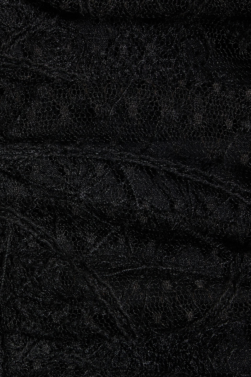Anna Sui Ruched Lace Mini Dress In Black