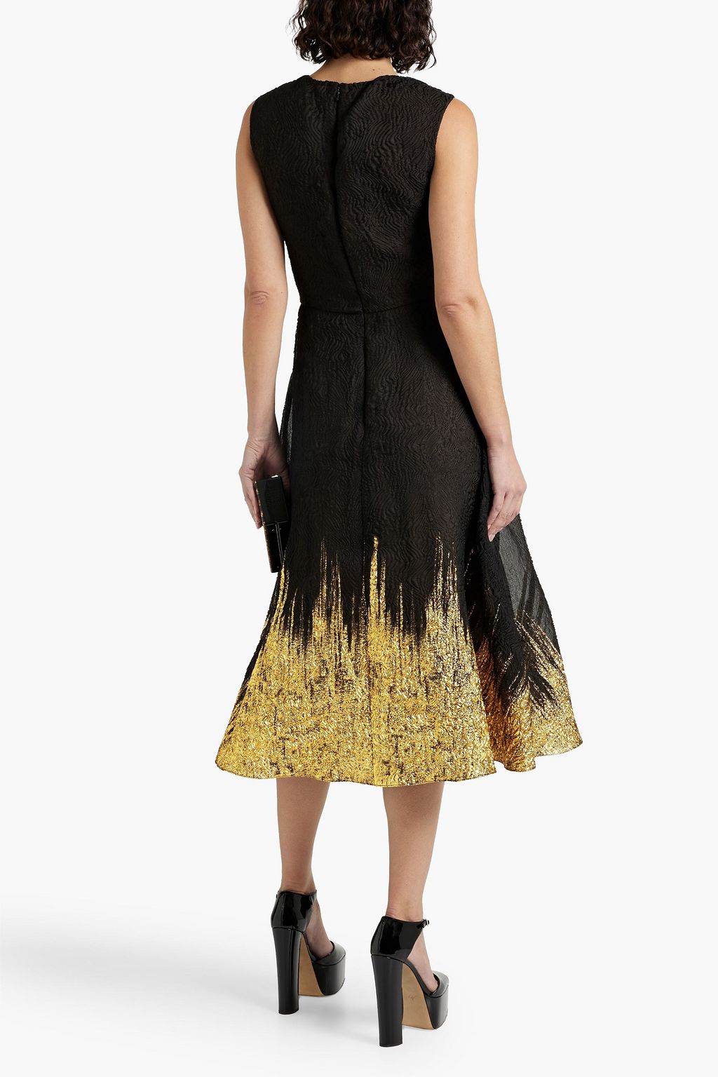 OSCAR DE LA RENTA Dégradé silk-blend cloqué midi dress