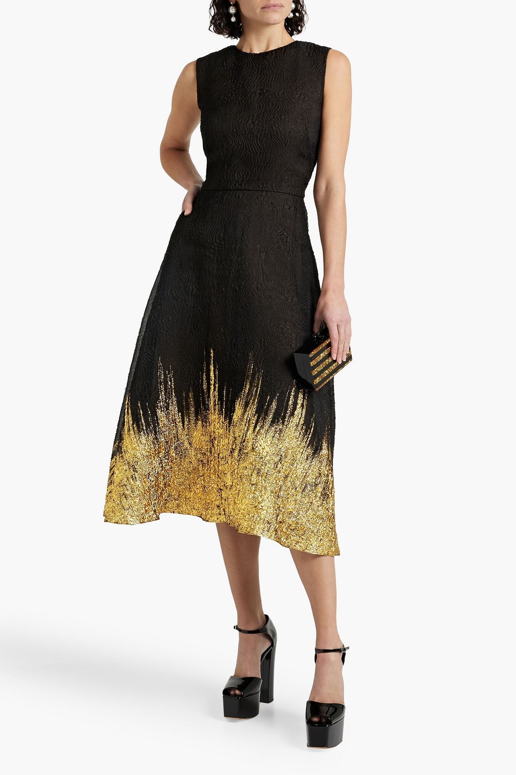 OSCAR DE LA RENTA Dégradé silk-blend cloqué midi dress
