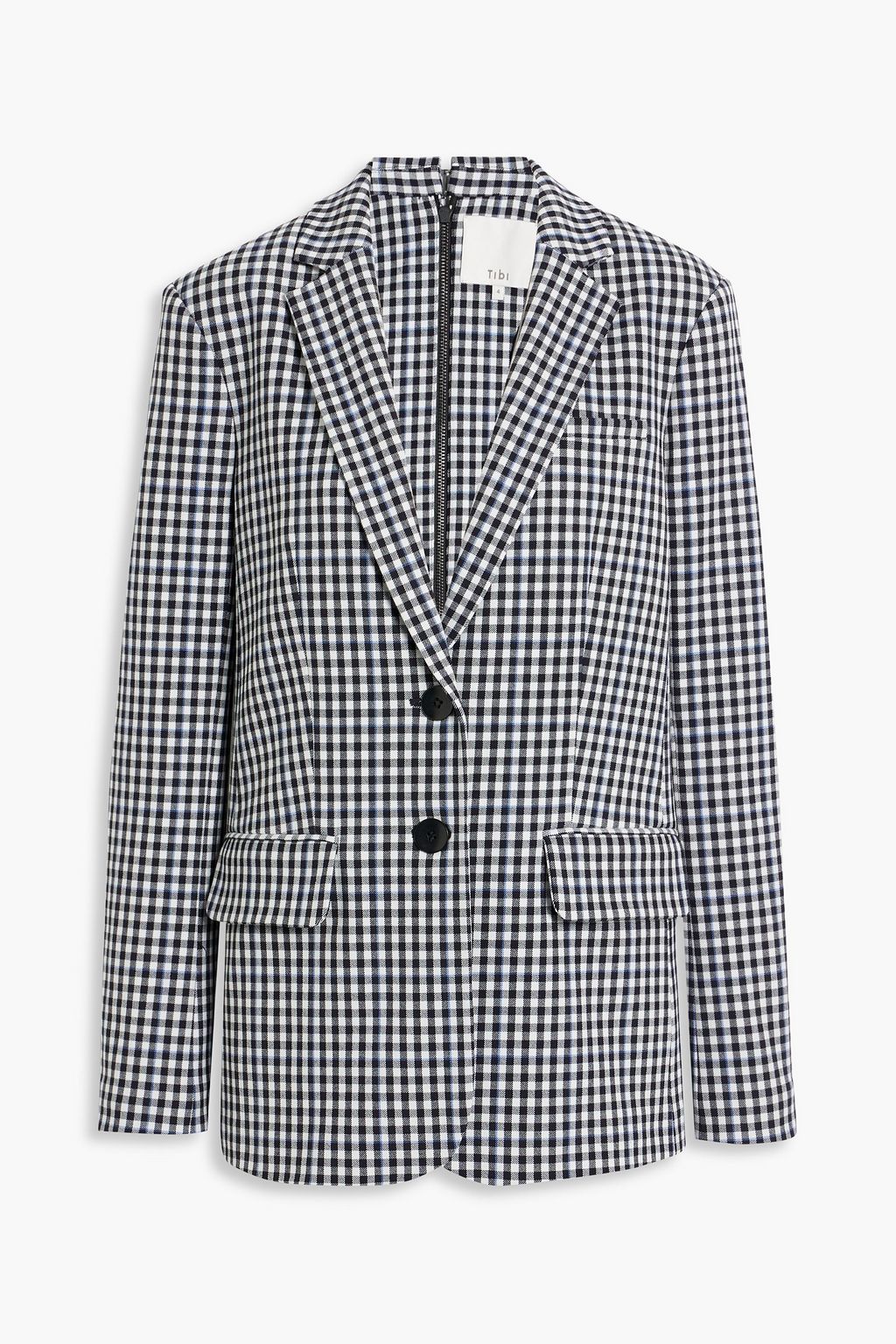 TIBI Zip detailed gingham twill blazer THE OUTNET
