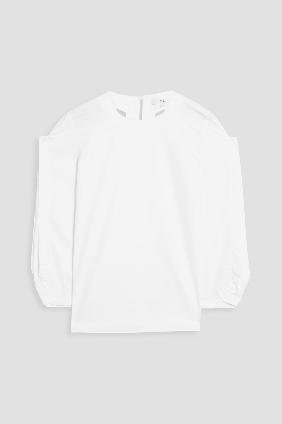 Tibi Pleated Cotton-poplin Top In White