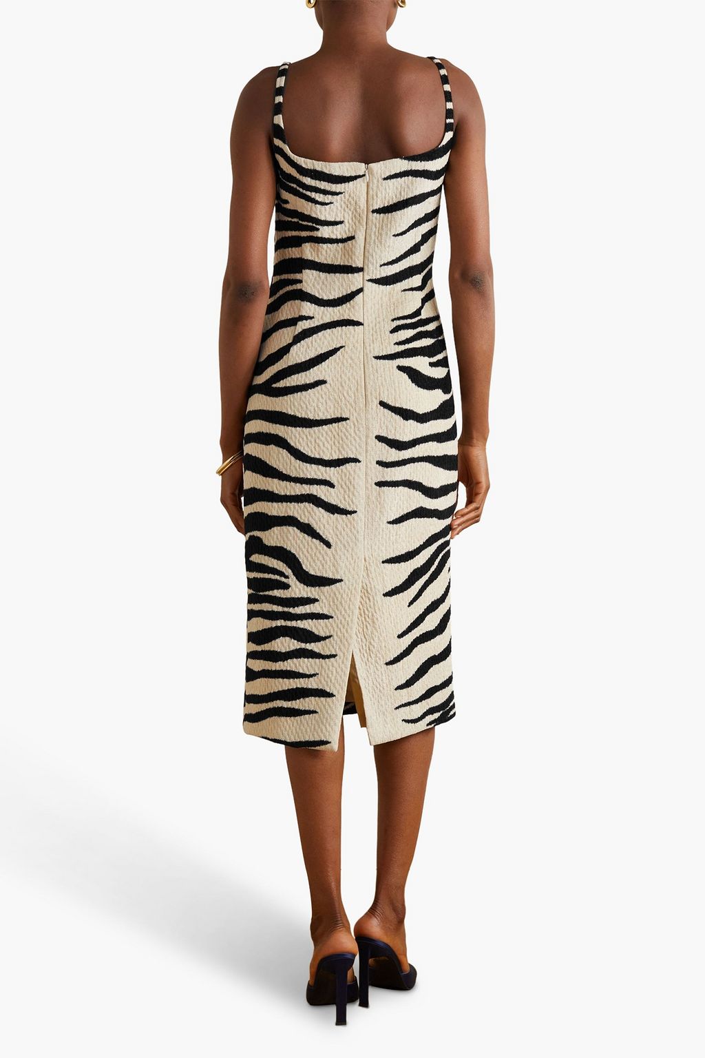 DRIES VAN NOTEN Zebra-print chenille midi dress | THE OUTNET