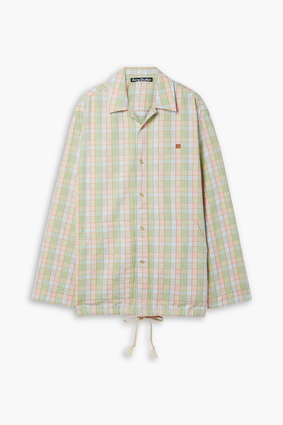 acne studios - checked cotton-flannel shirt - green - l
