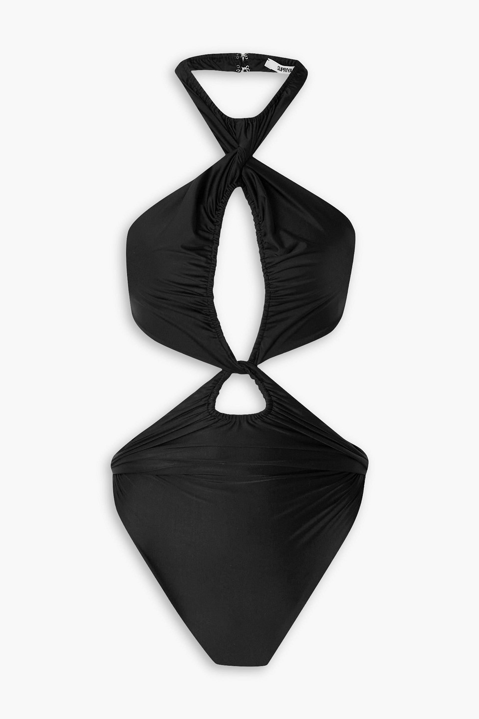 Twisted cutout stretch-jersey halterneck bodysuit