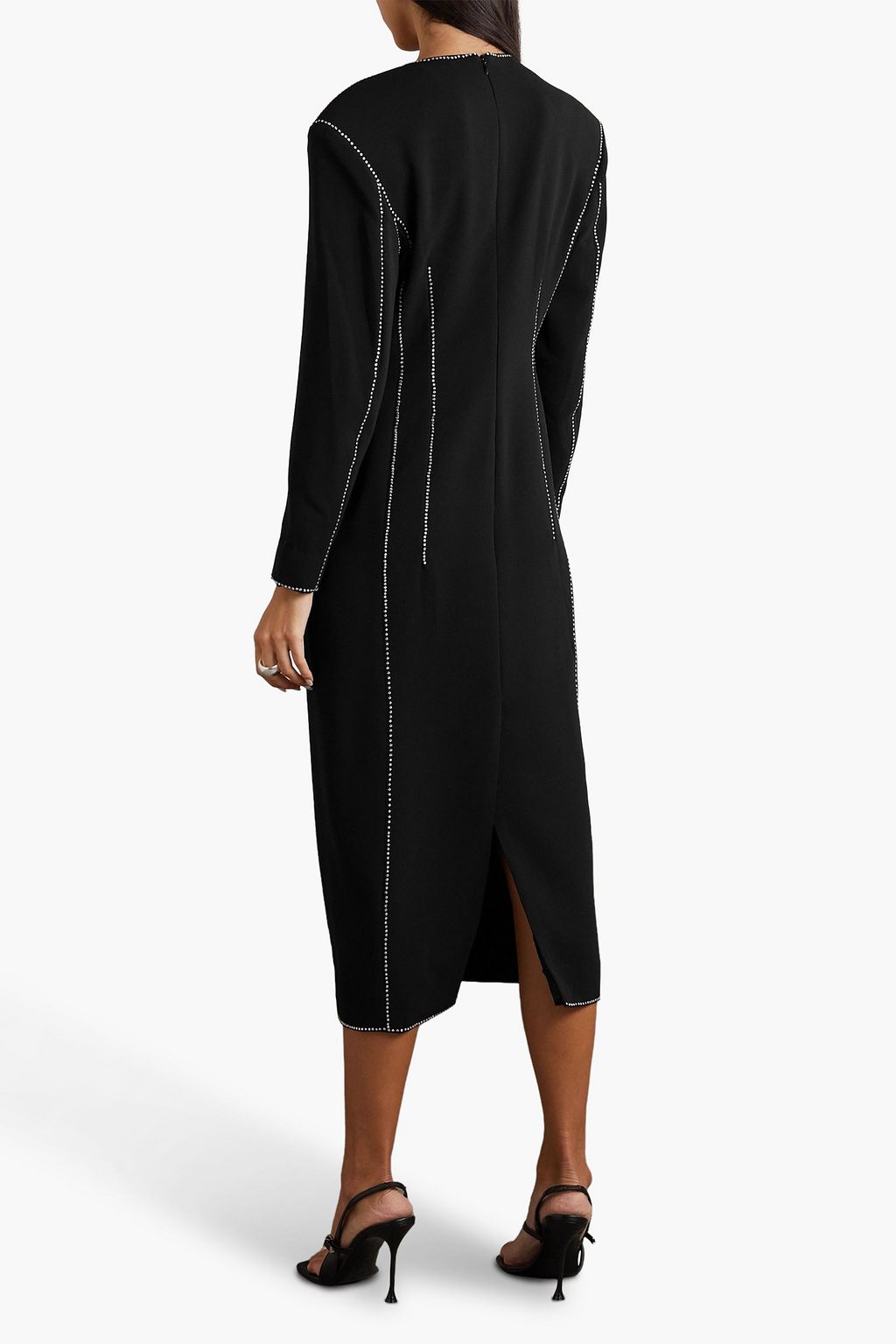 DRIES VAN NOTEN 크리스털 장식 크레이프 미디 드레스