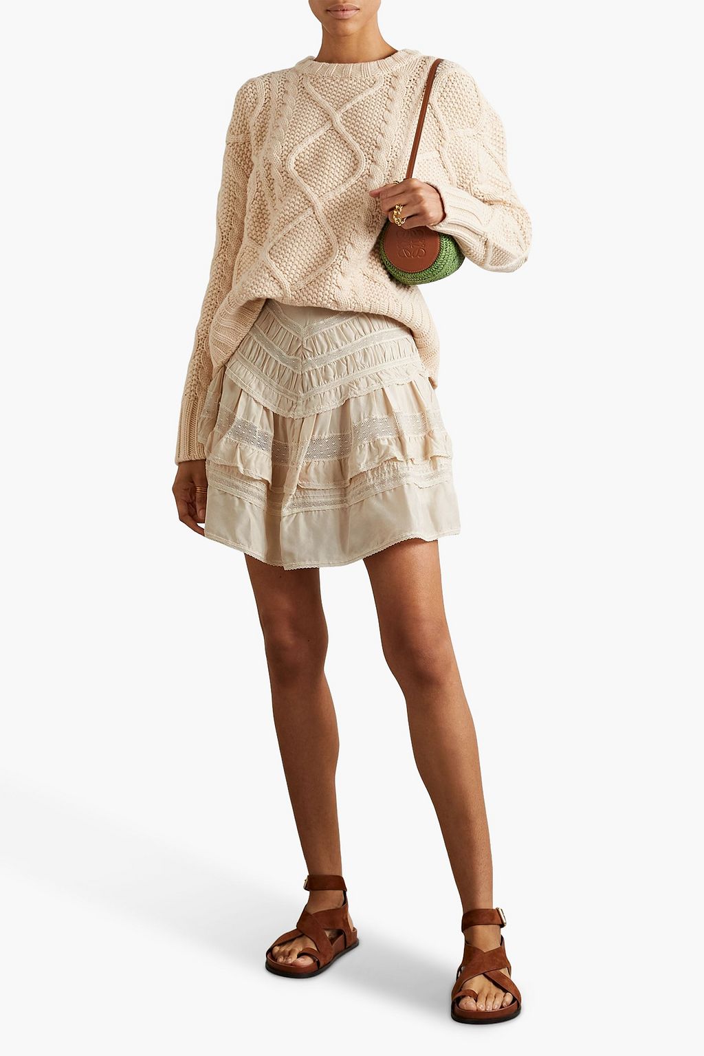 ISABEL MARANT Tiered silk mini skirt