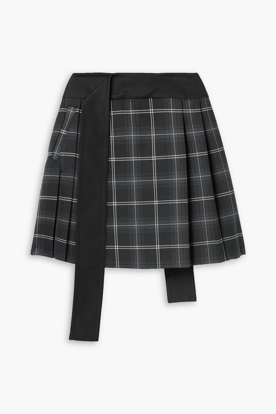 Meryll Rogge Pleated Checked Wool-blend Mini Wrap Skirt In Black