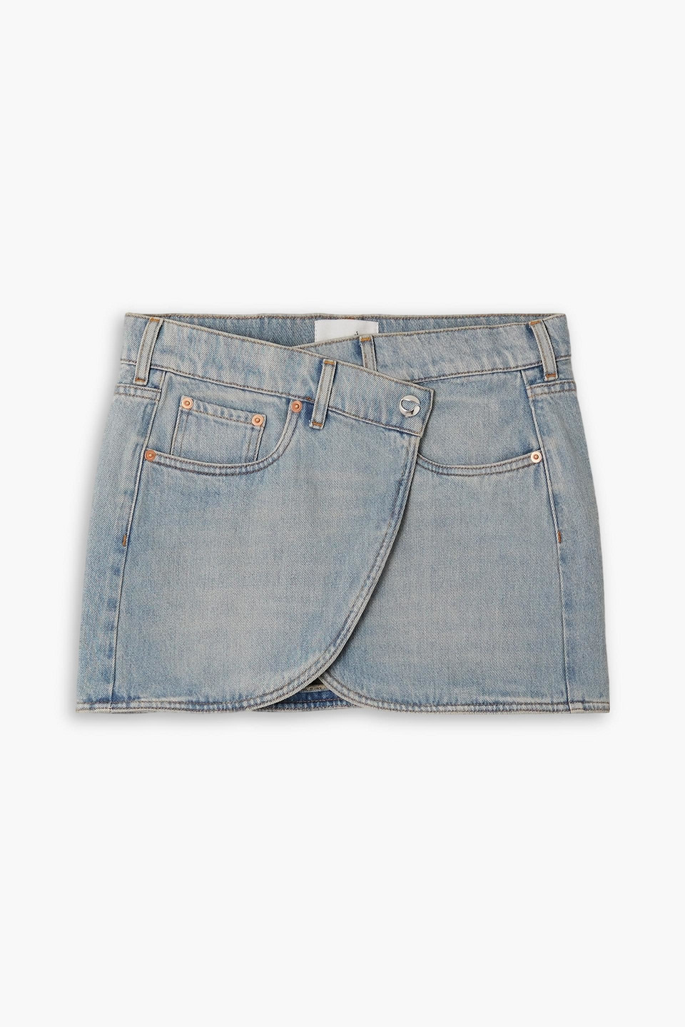 Shop Coperni Denim Mini Skirt In Light Denim