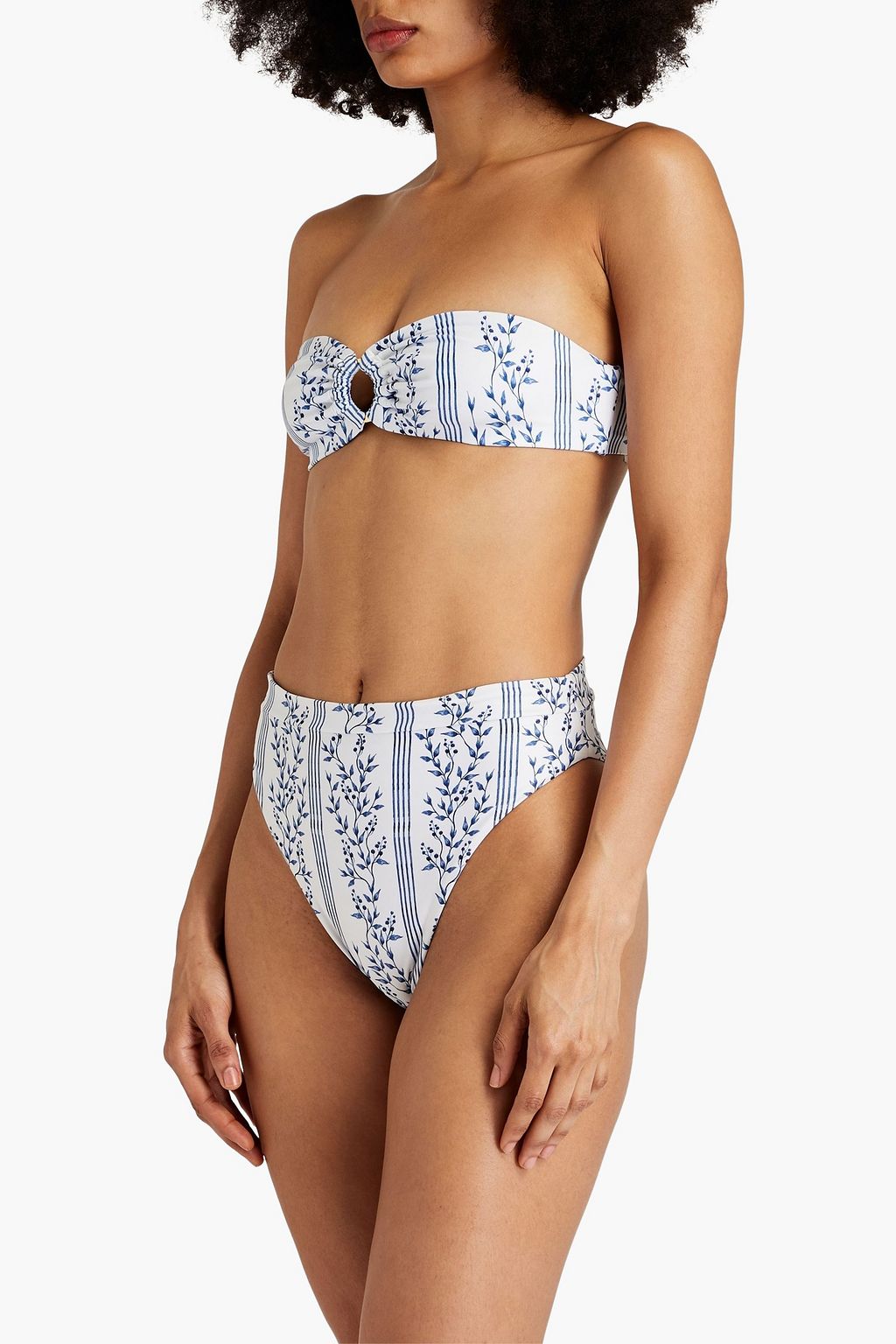 AGUA BY AGUA BENDITA Oregano cutout printed bandeau bikini top