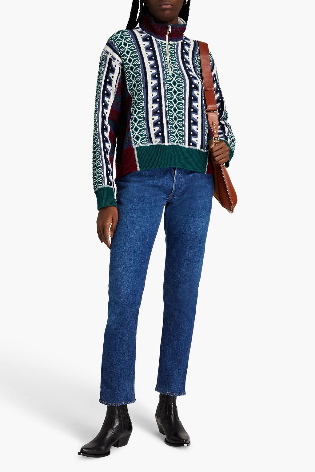 RE/DONE WITH LEVI'S جينز بأرجل مستقيمة وخصر عالٍ بلون باهت
