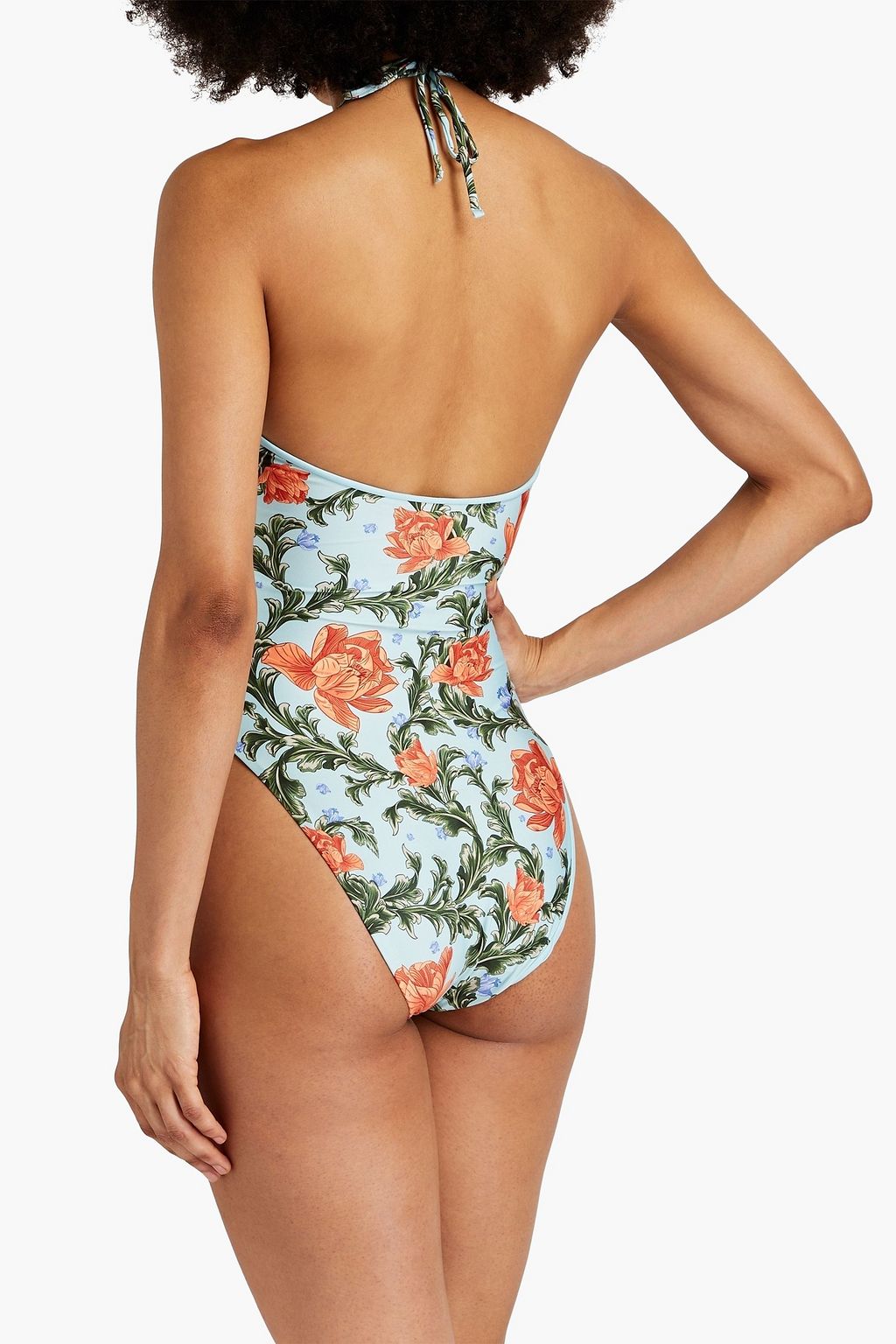 AGUA BY AGUA BENDITA Peony floral-print underwired halterneck swimsuit