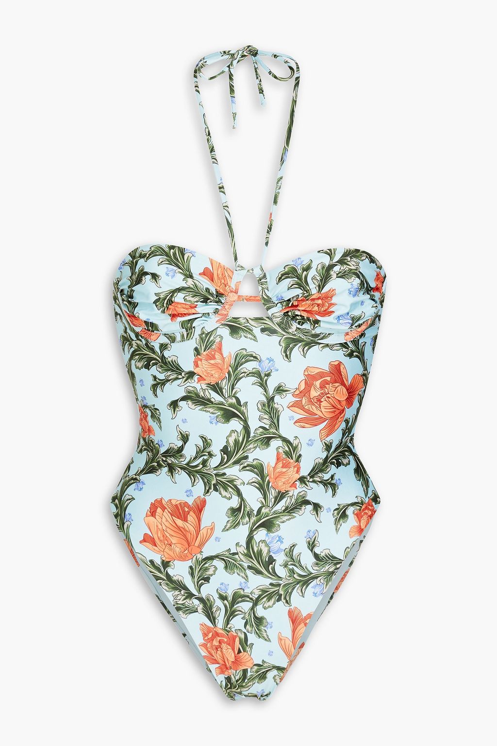 AGUA BY AGUA BENDITA Peony floral-print underwired halterneck swimsuit